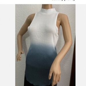 Chaser Ribbed Women's Mock Tank Blue/White OmbreSIZE Large NWTAGS